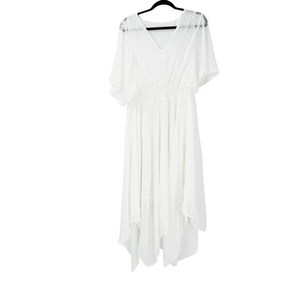 Signature by Robbie Bee Chiffon Textured Fit & Flare Midi Dress White S NWOT - Picture 7 of 11